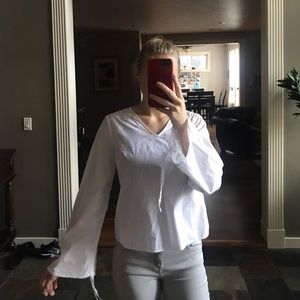 White Blouse with Cinch Arms